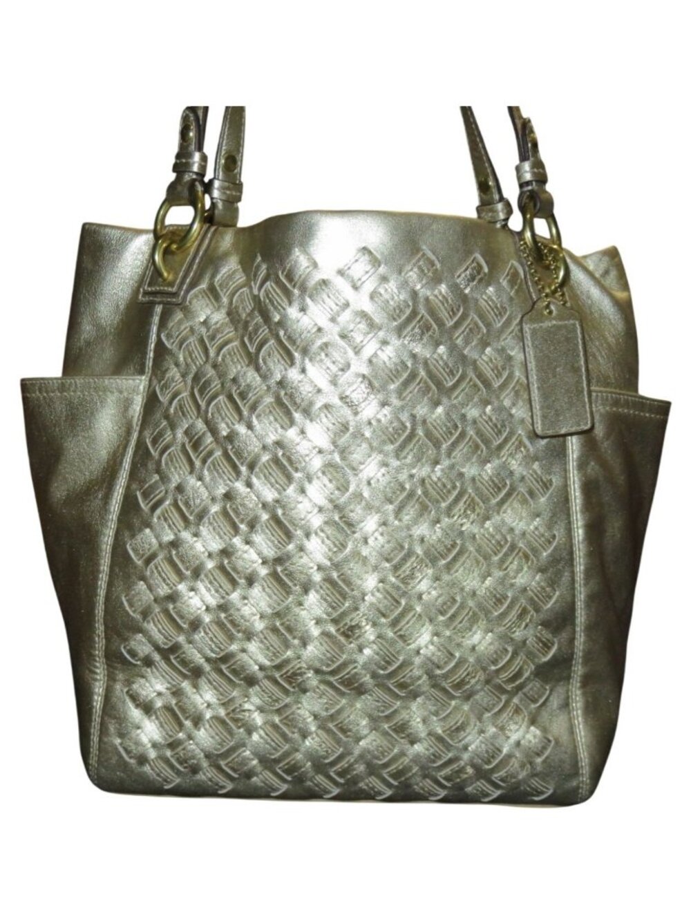 COACH 2011 Peyton North South Woven Metallic Gold Leather Tote Handbag 17099